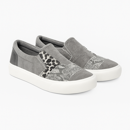 Ilenia - Scarpe Slip-On Donna Comode Leopardate Grigio