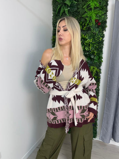 Giuditta - Cardigan da donna con fantasia etnica