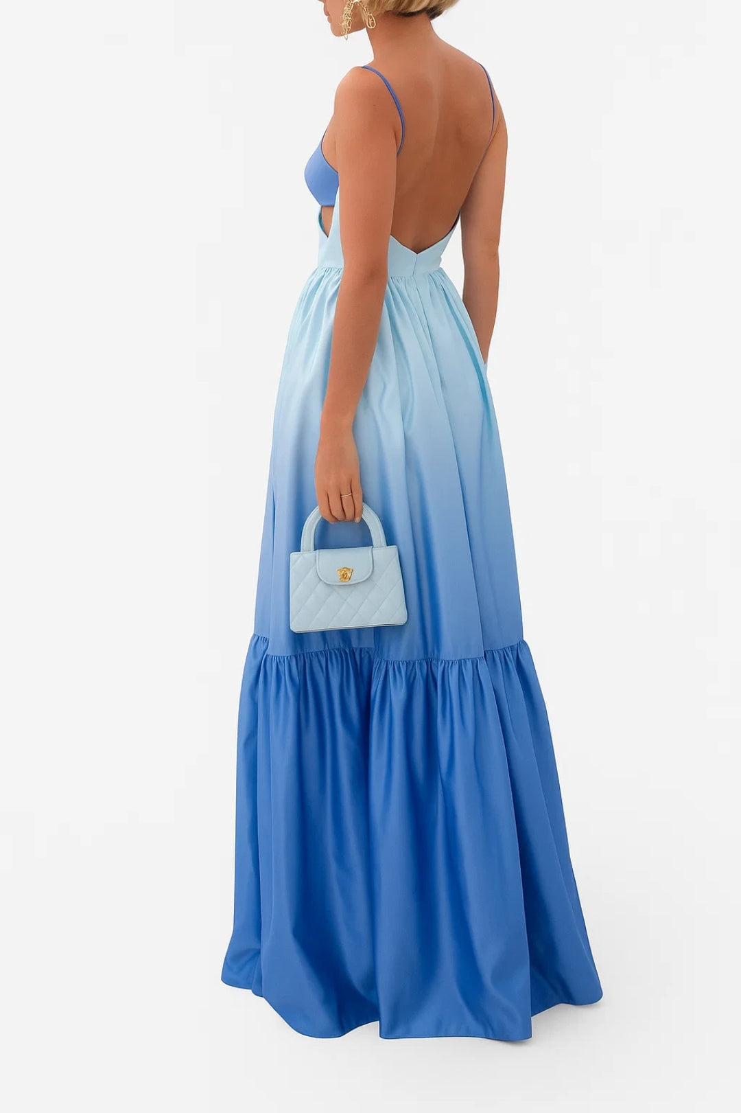 Inny - Abito Lungo Donna con Effetto Degradé Estivo Blu