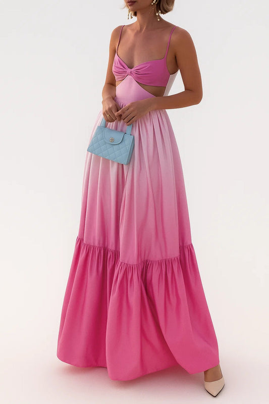 Inny - Abito Lungo Donna con Effetto Degradé Estivo Rosa