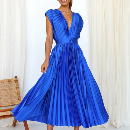 Iole - Abito Elegante Donna Senza Maniche Comodo Blu