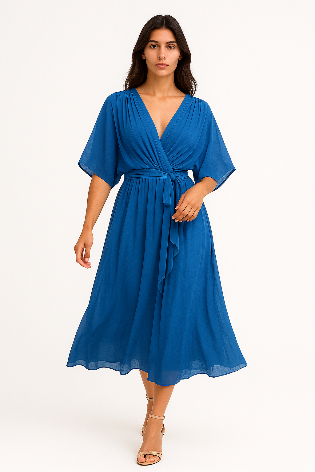 Ippolita - Abito Elegante Donna in Chiffon con Scollo a V Blu