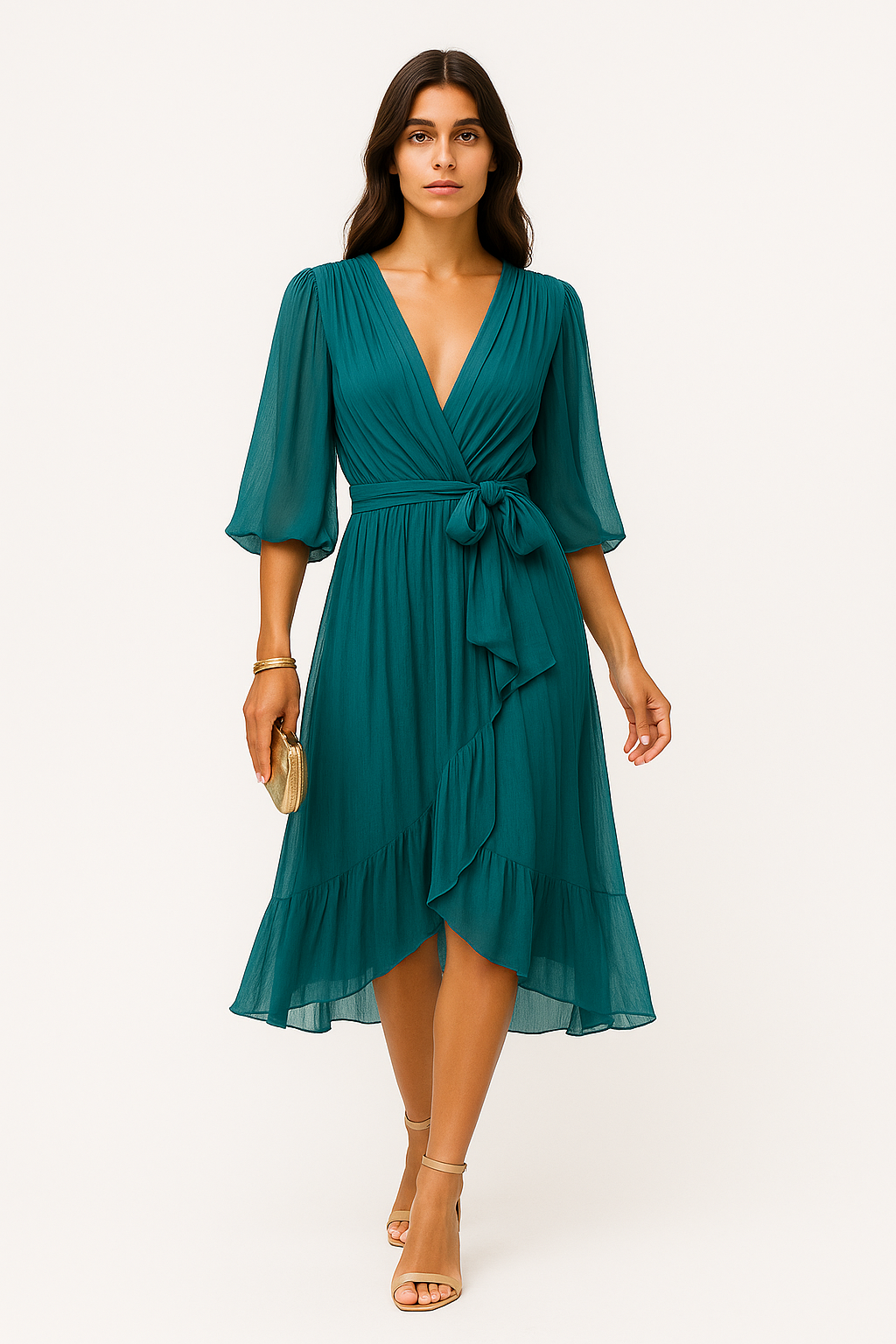 Ippolita - Abito Elegante Donna in Chiffon con Scollo a V Mint