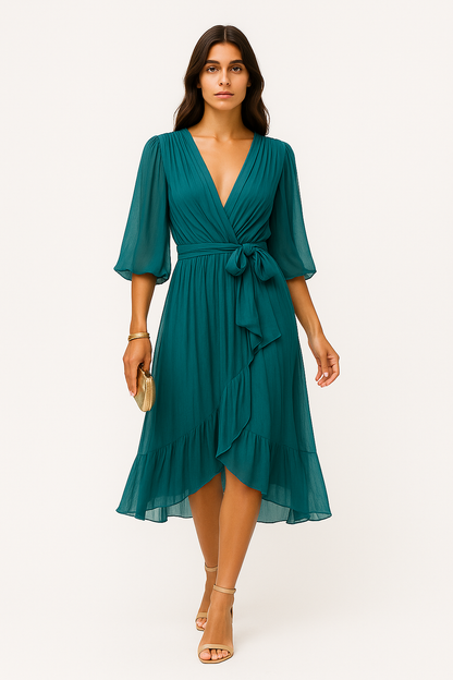 Ippolita - Abito Elegante Donna in Chiffon con Scollo a V Mint