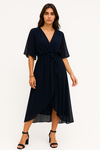 Ippolita - Abito Elegante Donna in Chiffon con Scollo a V Nero