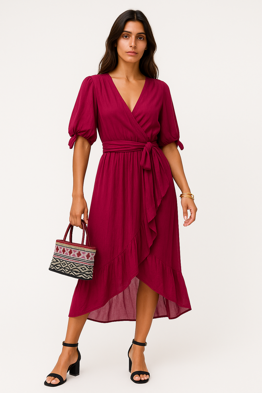 Ippolita - Abito Elegante Donna in Chiffon con Scollo a V Viola a