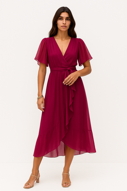 Irene - Abito Donna Midi con Design Avvolgente Viola