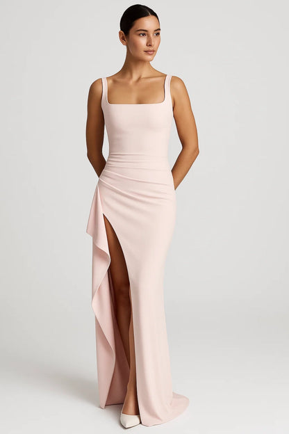 Irenea - Abito Lungo Donna con Spacco Laterale Rosa