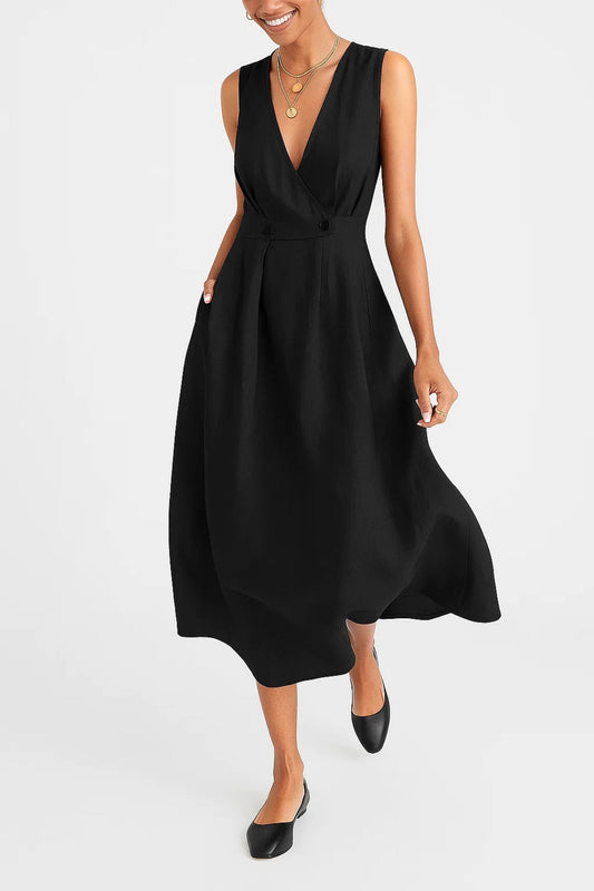 Iris - Abito Donna in Lino Leggero e Traspirante Nero