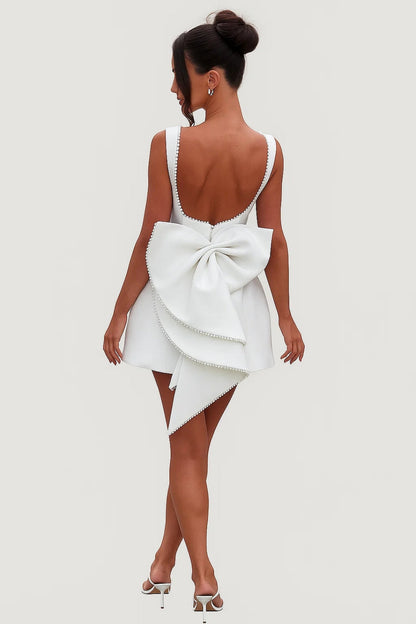 Isidora - Abito Corto Donna con Fiocco Elegante Bianco