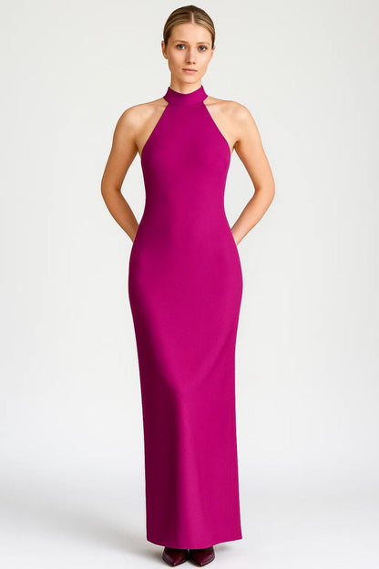 Isma - Abito Lungo Donna con Scollo All’Americana Rosa