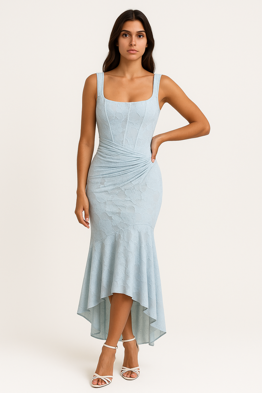 Isotta - Abito Cerimonia Donna con Stampa Floreale Vintage Campanula