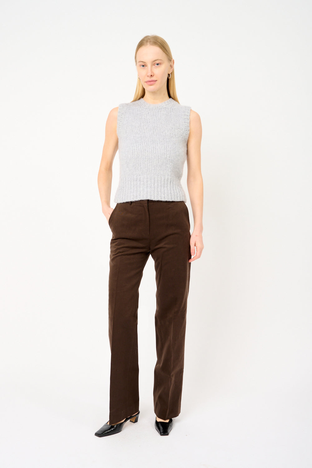 Paolina - Pantaloni Marlene Donna Marrone Eleganti Sartoriali