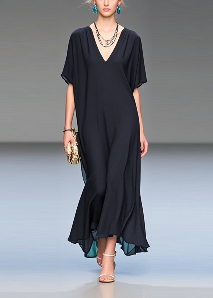 Greta - Abito Lungo Nero Elegante Estivo