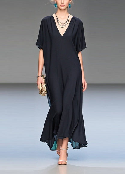 Greta - Abito Lungo Nero Elegante Estivo