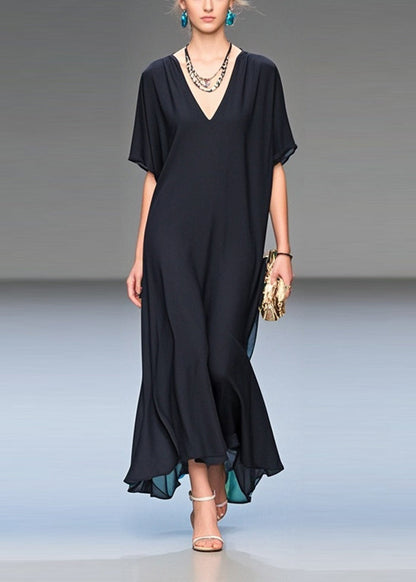 Greta - Abito Lungo Nero Elegante Estivo