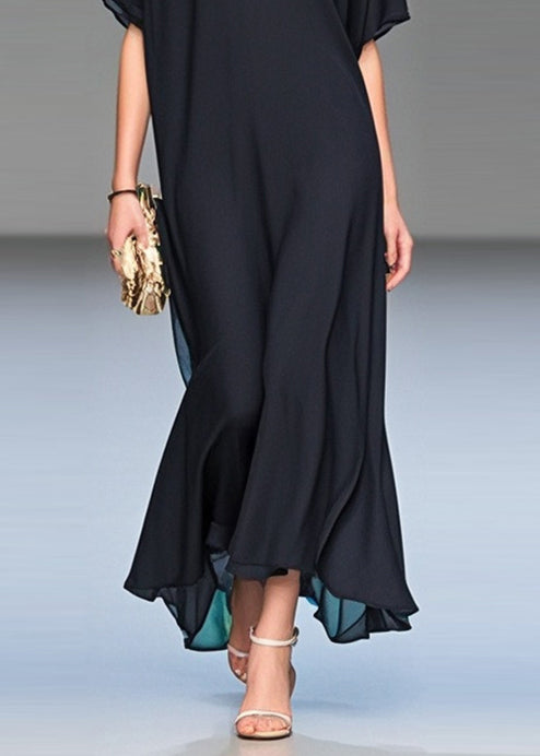 Greta - Abito Lungo Nero Elegante Estivo