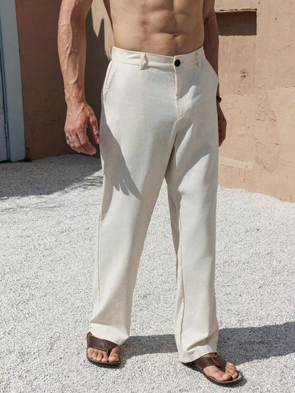 Hamiltone - Pantalone Casual Uomo Bianco Dritto Estivo