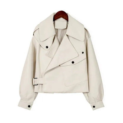 Ivana - Giacca in Pelle Donna Slim Fit Beige