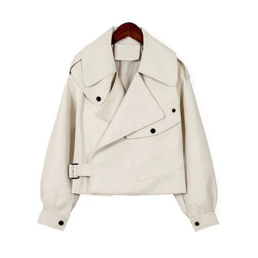 Ivana - Giacca in Pelle Donna Slim Fit Beige