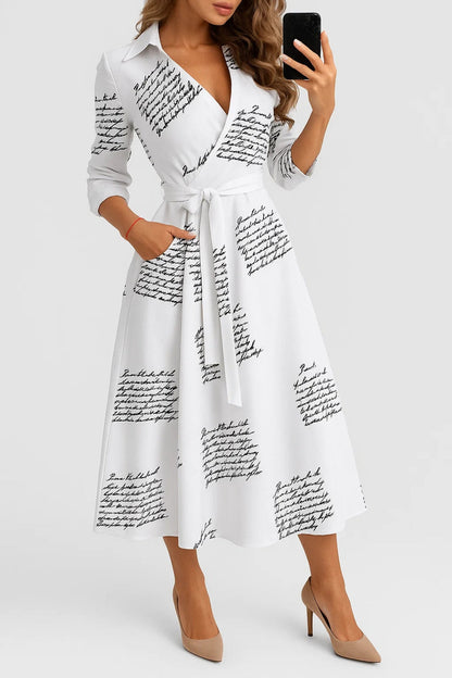 Ivette - Abito Portafoglio Midi Donna Elegante Chic Bianco