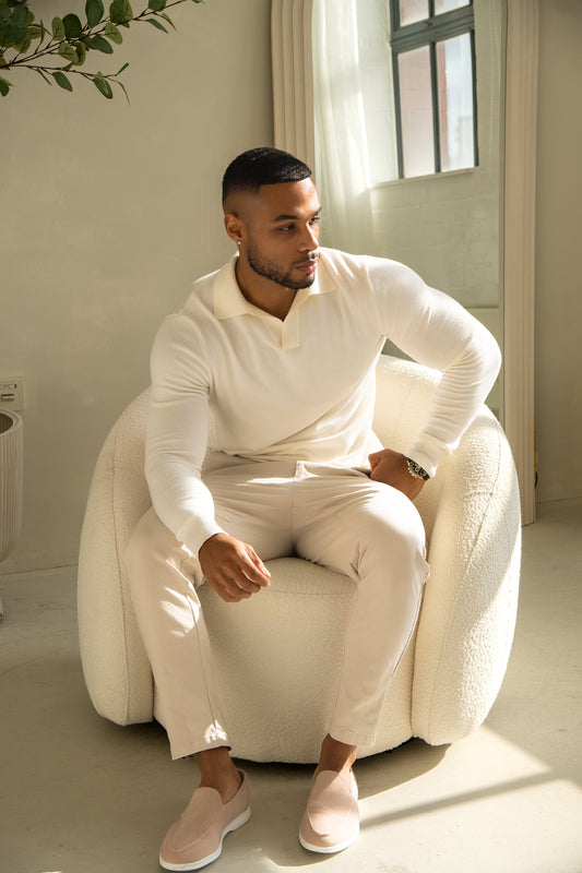 Julian - Polo Uomo Manica Lunga Beige Elegante