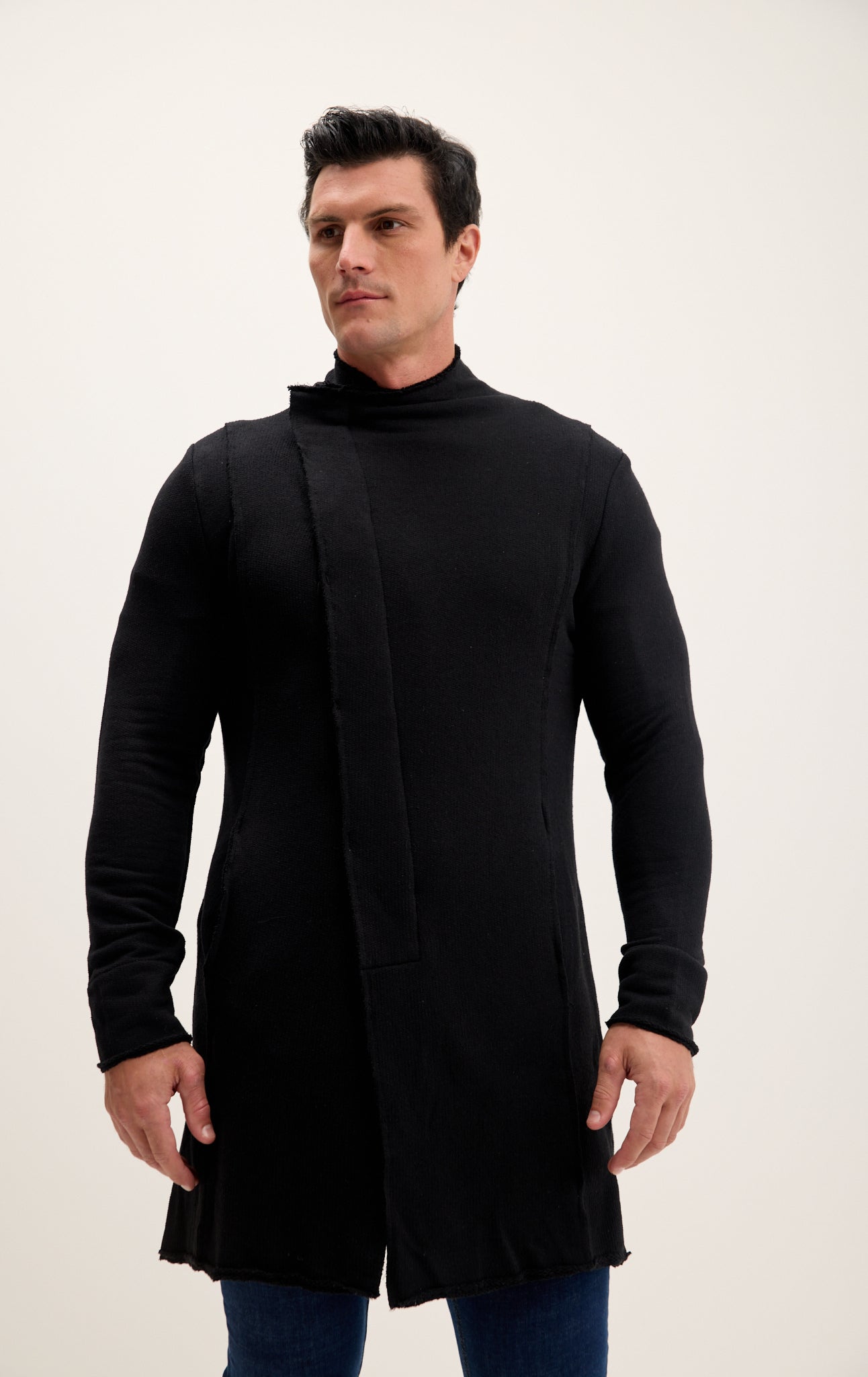 Lucio - Cardigan Asimmetrico Uomo Nero Stile