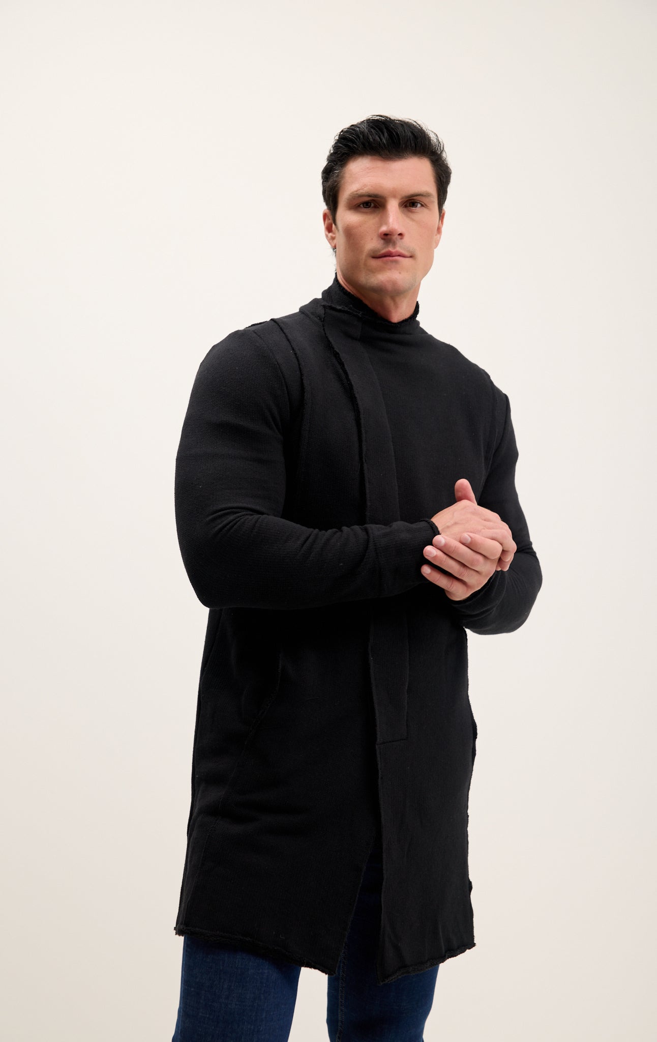 Lucio - Cardigan Asimmetrico Uomo Nero Stile