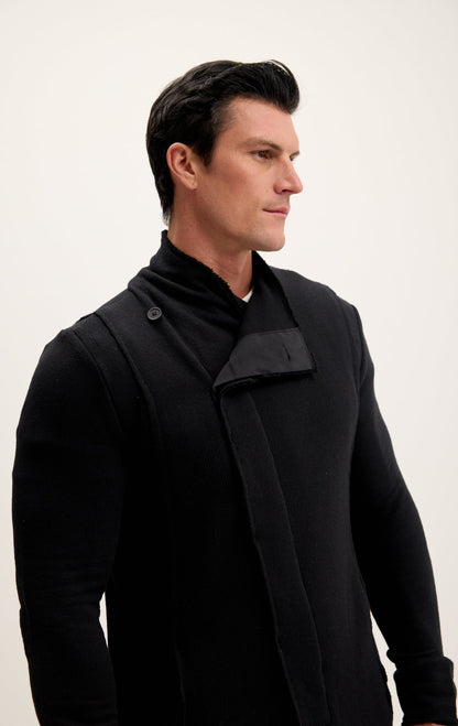 Lucio - Cardigan Asimmetrico Uomo Nero Stile