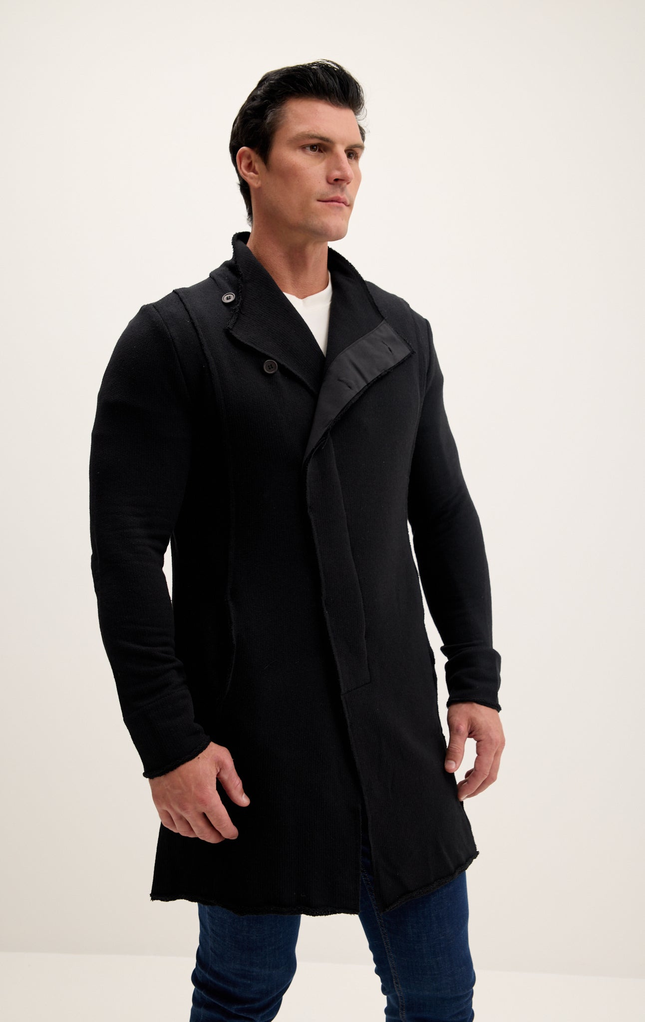 Lucio - Cardigan Asimmetrico Uomo Nero Stile