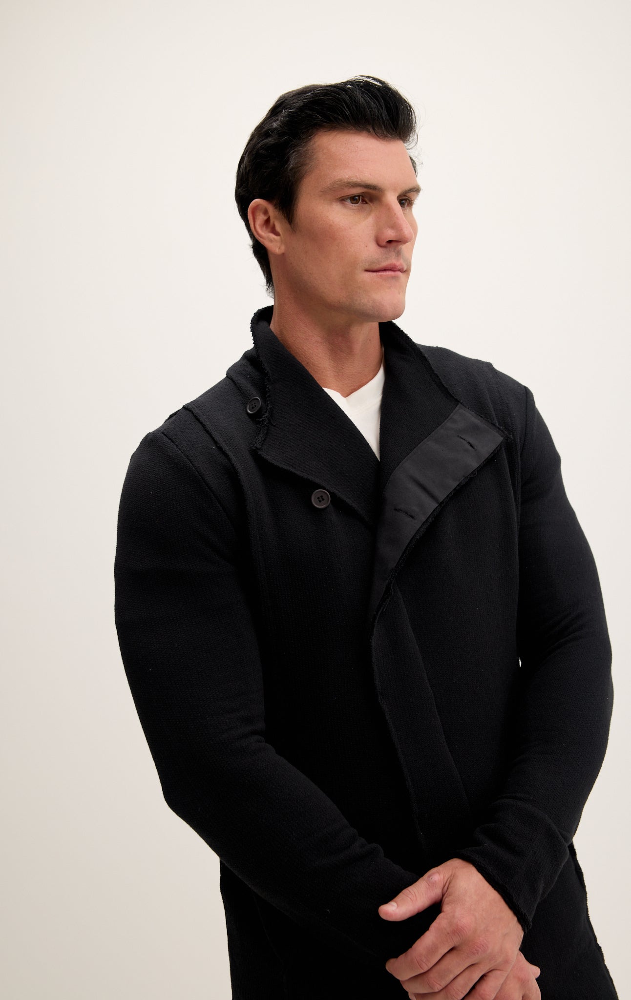Lucio - Cardigan Asimmetrico Uomo Nero Stile