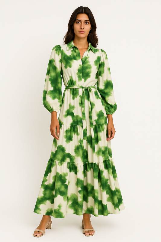 Jacopa - Abito Maxi Donna Elegante con Scollo a V Verde