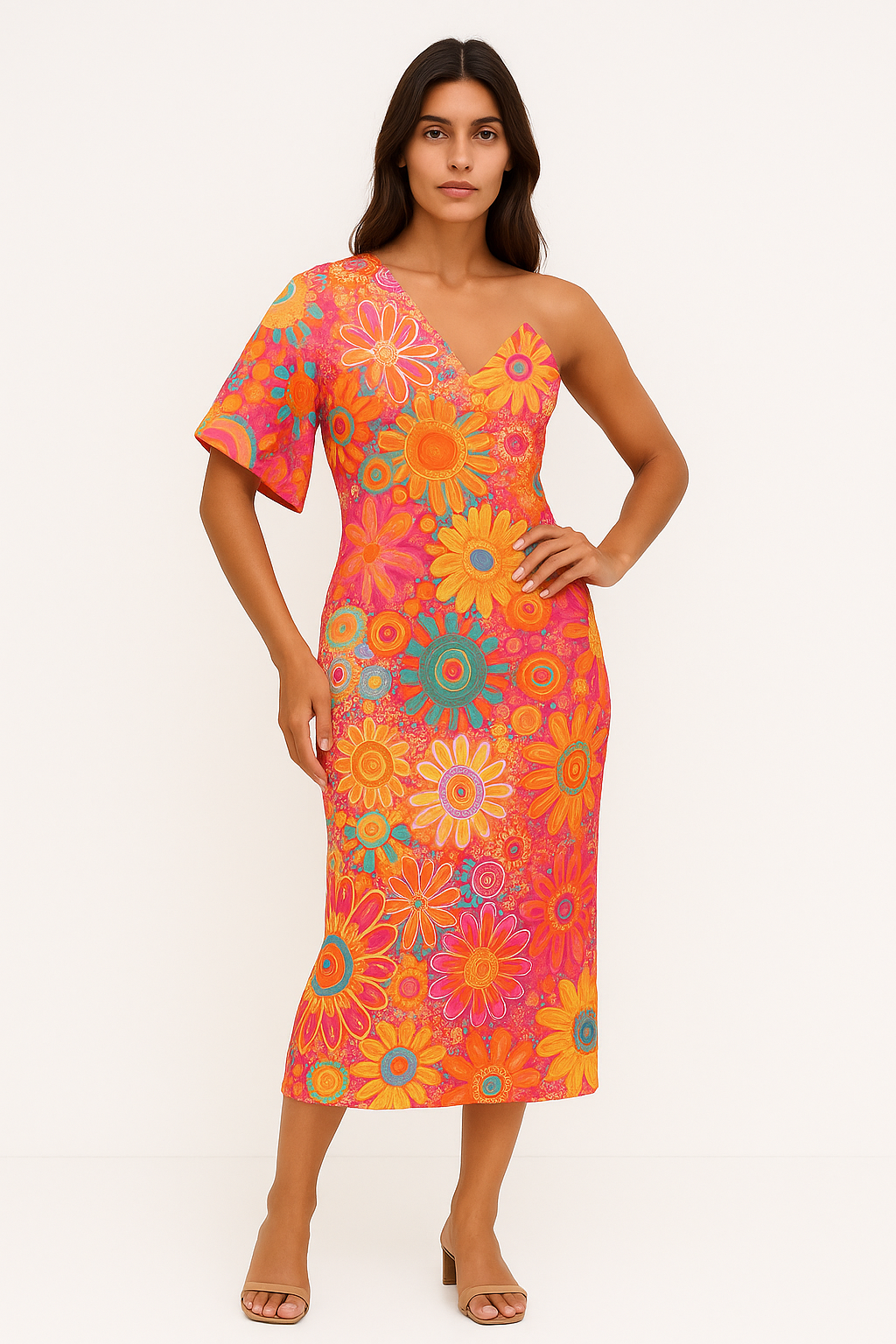 Jacquelina – Abito Floreale Elegante per Cerimonie Rosa