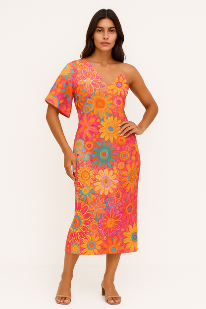 Jacquelina – Abito Floreale Elegante per Cerimonie Rosa