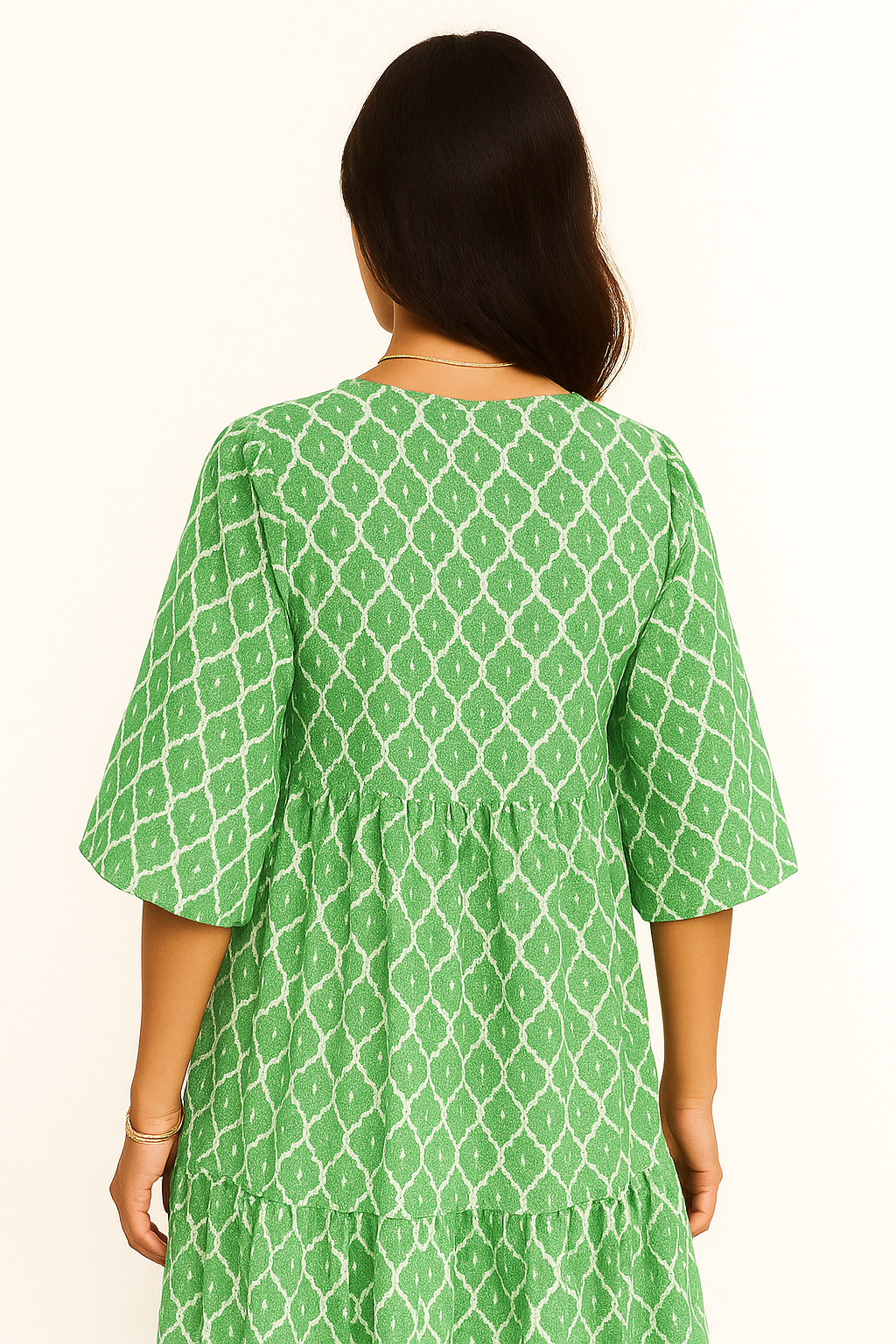 Jada – Abito Elegante Donna per Cerimonie Versatile Verde e bianco