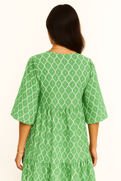 Jada – Abito Elegante Donna per Cerimonie Versatile Verde e bianco