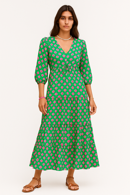 Jada – Abito Elegante Donna per Cerimonie Versatile Verde e rosa