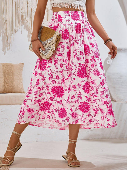 Jayla – Gonna Lunga Floreale Donna Elegante e Comoda Rosa
