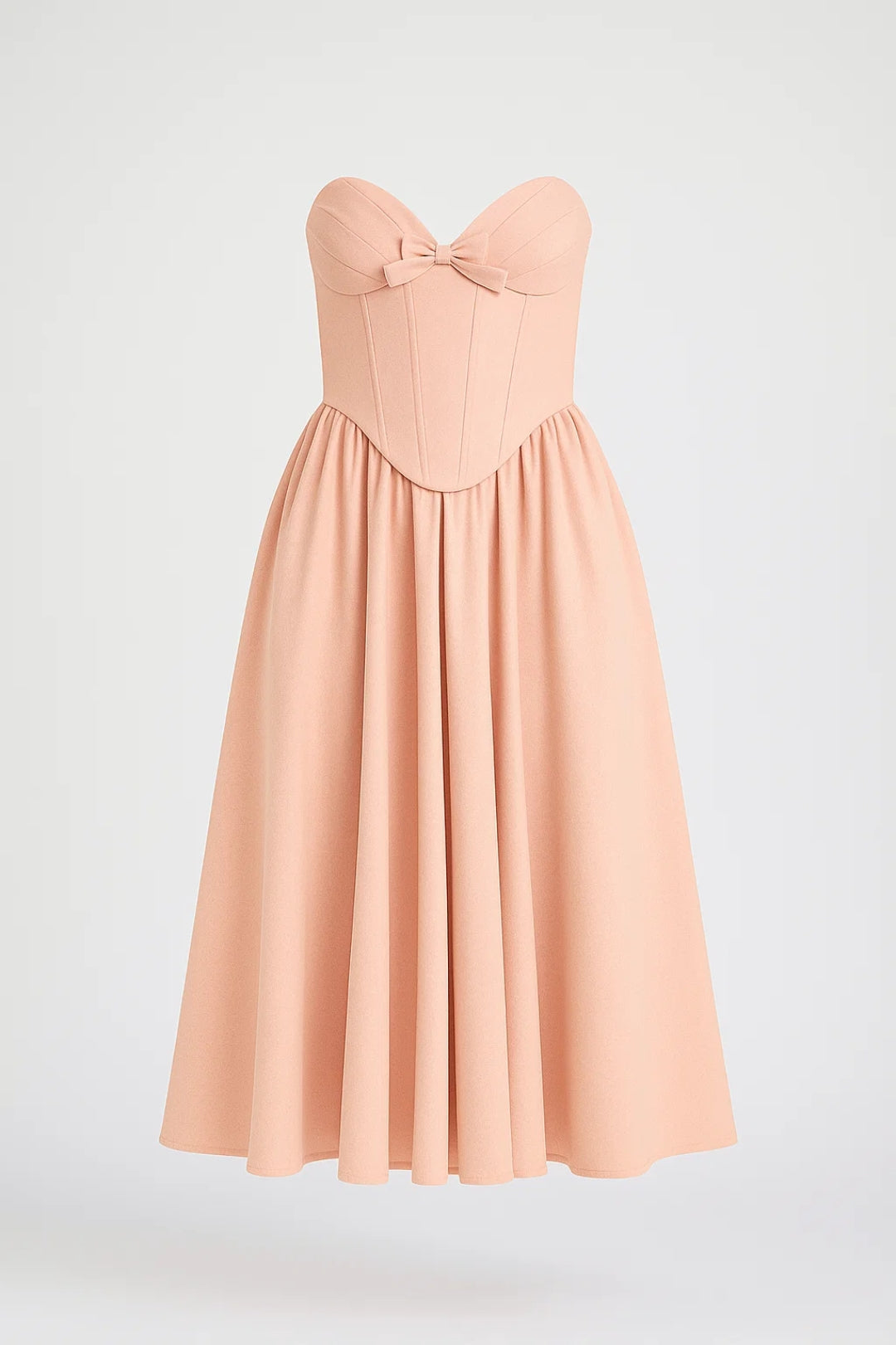 Jennifer - Abito midi con corpetto a cuore e gonna svasata Rosa