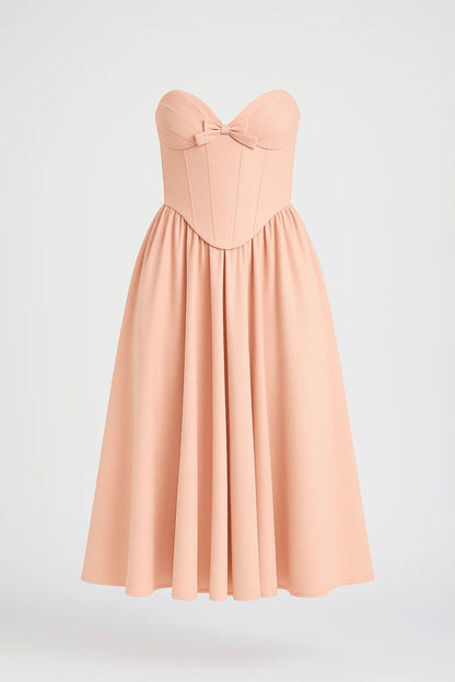 Jennifer - Abito midi con corpetto a cuore e gonna svasata Rosa