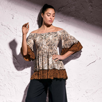 Jessica – Blusa Maculata con Motivo Foglie Elegante 2
