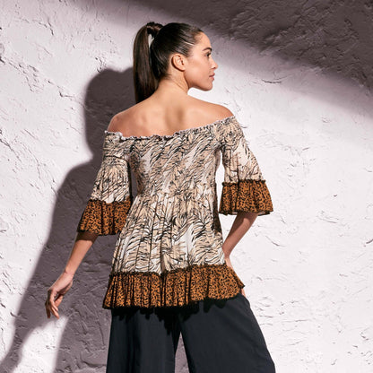 Jessica – Blusa Maculata con Motivo Foglie Elegante 3