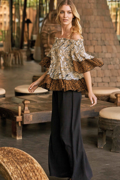 Jessica – Blusa Maculata con Motivo Foglie Elegante 4