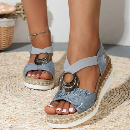 Jessica – Sandali Donna Comodi con Zeppa Moderna Blu
