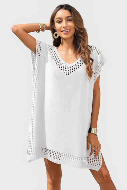 Jocelyn – Tunica da Spiaggia in Maglia Ajouré Bianco