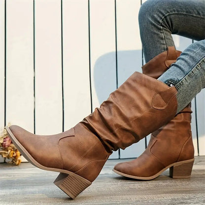 Joletta – Stivali Alti Donna in Pelle Eleganti Slip-On Marrone