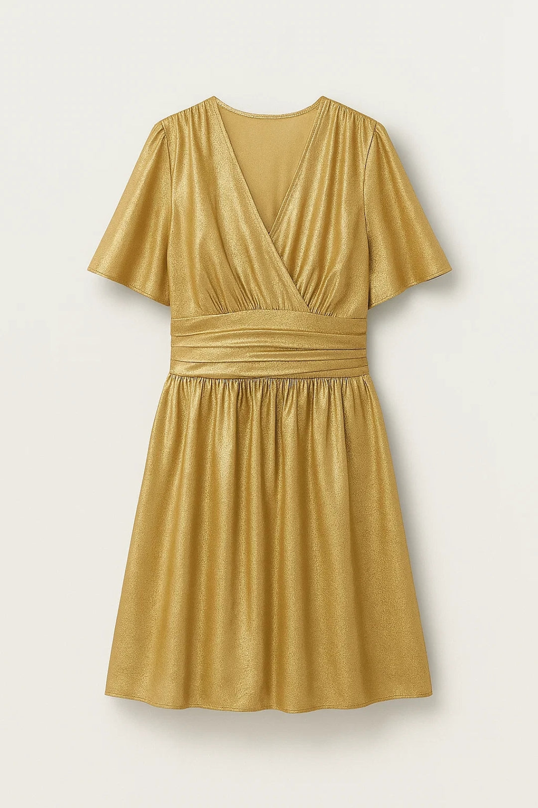 Josepha – Abito Corto Dorato con Maniche a Farfalla Oro