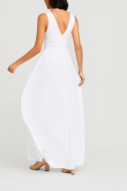 Joyce – Abito Lungo Elegante con Scollo a V Incrociato Bianco