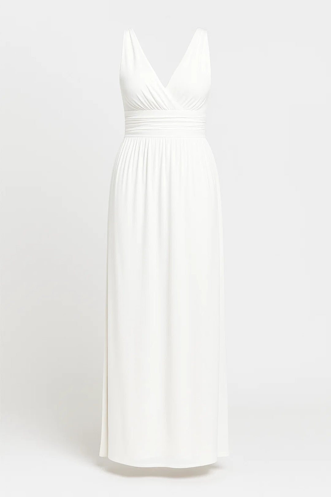 Joyce – Abito Lungo Elegante con Scollo a V Incrociato Bianco