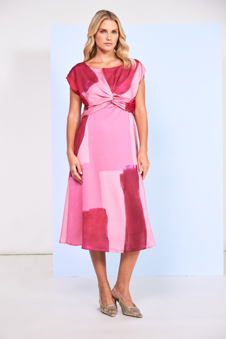 Kate Cooper KCS26145 Tonal Block Print Dress With Knot At Bust